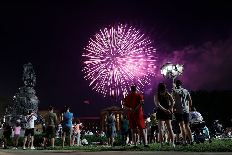 Fireworks light over the Philadelphia Museum of Art after the Welcome America July 4th concert in 2024. The weather should be worth celebrating this year.