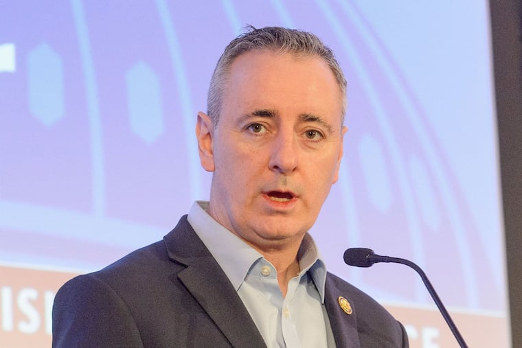 Rep. Brian Fitzpatrick (R., Pa.) speaks during the opening session of the National Treasury Employees Union (NTEU) Legislative Conference at the Hilton Washington DC National Mall The Wharf, Tuesday, March 4, 2025, in Washington.