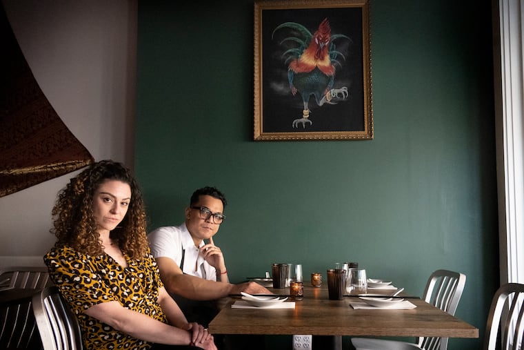Chef Phila Lorn, and Rachel Lorn pose for a photo at their restaurant, Mawn in South Philadelphia, Pa. Wednesday, May 18, 2023.