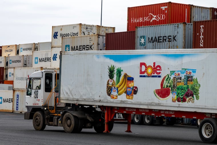 A Dole truck at the Packer Avenue Marine Terminal in South Philadelphia on April 10, 2025. Philadelphia is the largest port in the U.S. for imported fruit.