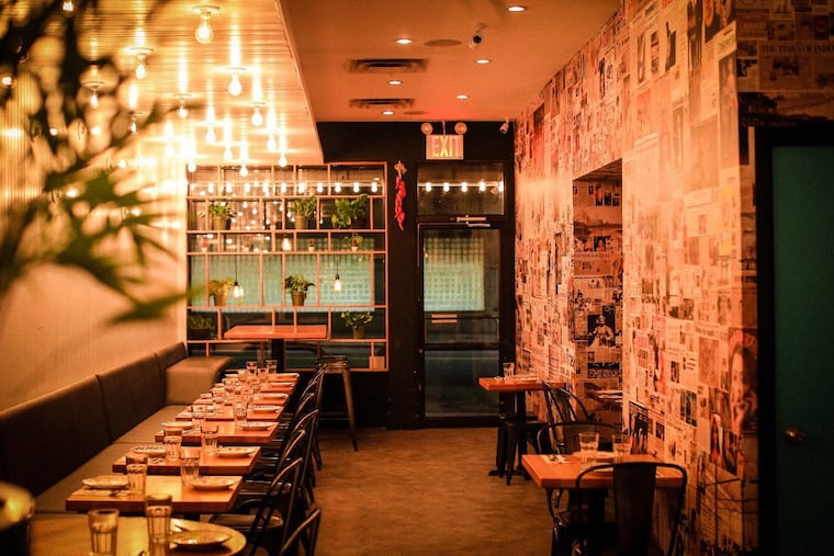 The dining room of Adda Indian Canteen, which relocated in 2025 from Queens to New York City's East Village.