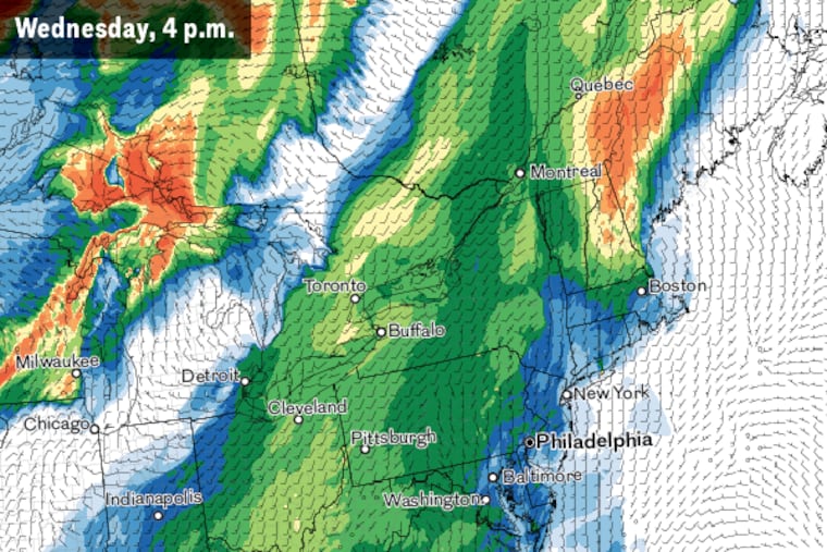 Forecast near-surface smoke from Canadian wildfires for 4 p.m. Wednesday.