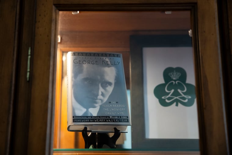 A book featuring George Kelly’s plays on display at the Kelly House in East Falls. 