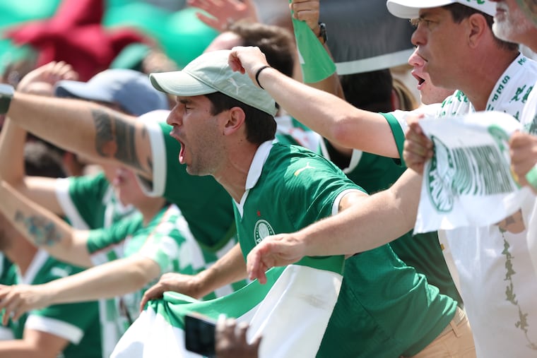 Palmeiras fan cheers after their team won 1-0 over Botafogo in the Club World Cup Round of 16 match at Lincoln Financial Field on June 28.