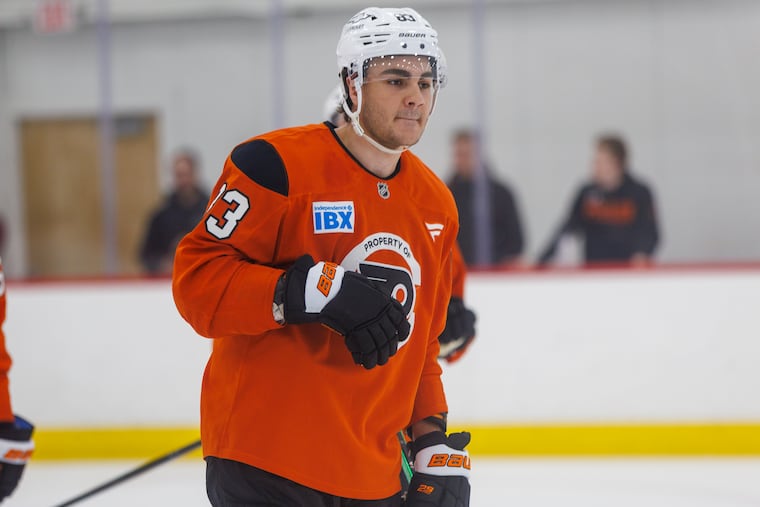 Shane Vansaghi skates at a Flyers development camp workout. He has earned the nickname "The Truck."