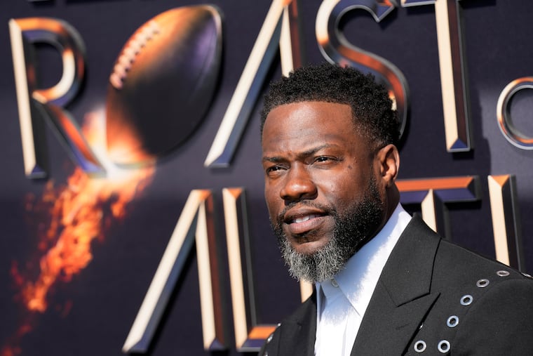 Host Kevin Hart poses at "The Greatest Roast of All Time: Tom Brady" at the Kia Forum, Sunday, May 5, 2024, in Inglewood, Calif. (AP Photo/Chris Pizzello)