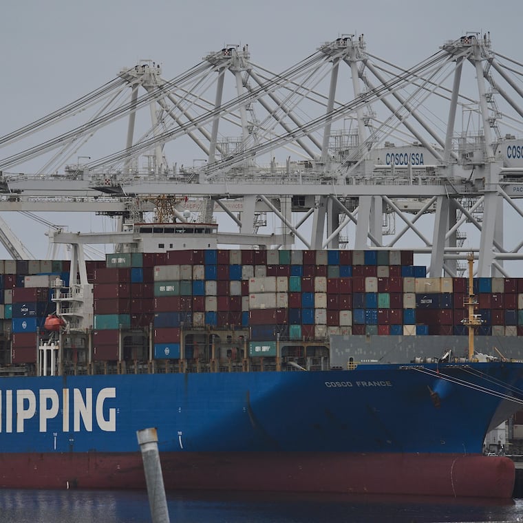 The "Cosco Shipping France" container ship is moored at the Long Beach Container Terminal at Middle Harbor in the Port of Long Beach, Calif. Amid President Donald Trump's tariffs, bonded warehouses have seen increased demand.