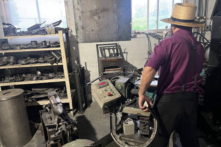 A work station at Amos Glick's Compass Ironworks in Chester County.