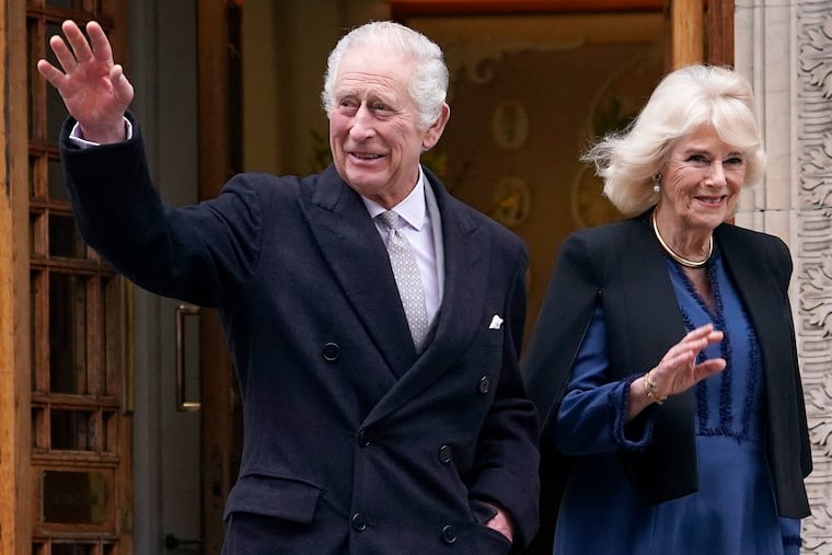 Britain's King Charles III and Queen Camilla leave The London Clinic in central London, Jan. 29, 2024, after he received treatment for an enlarged prostate. (AP Photo/Alberto Pezzali, File)
