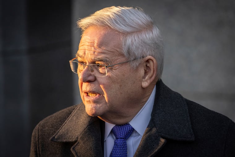 Former Sen. Bob Menendez, D-N.J., speaks to reporters outside of federal court in New York on Jan. 29, 2025.